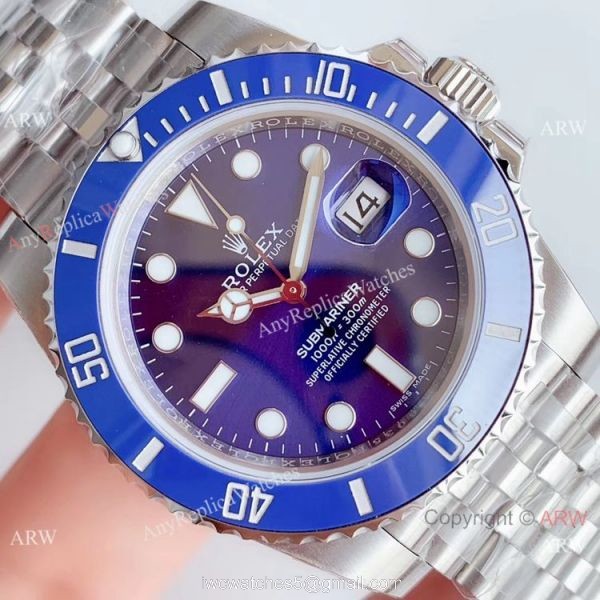 (EW) Swiss Grade Rolex Submariner EW Factory 3135 SS Blue Ceramic Jubilee Band Watch 3