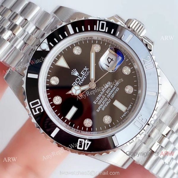 (EW) Best Replica Rolex Submariner EW Factory 3135 Watch Diamond Markers Jubilee Strap 3