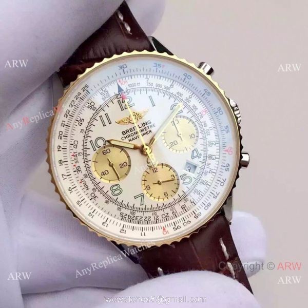 JF Replica Breitling Navitimer 01 2-Tone White Dial Watch 43mm 3