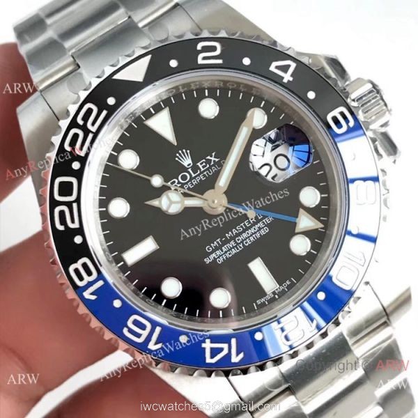 Swiss 2836 Movement Rolex Batman GMT-Master 2 Stainless Steel Replica Watch 3