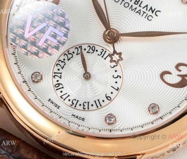 VF Factory Fake Montblanc Star Legacy Moon Rose Gold White Face Watch 3