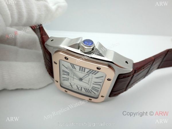 Swiss Replica Cartier Santos de 2-Tone Rose Gold Automatic Watch 3