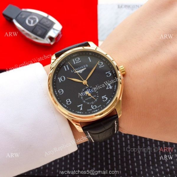 2019 Replica Longines Master Moon phase 40mm Watch Brown Leather Strap 3
