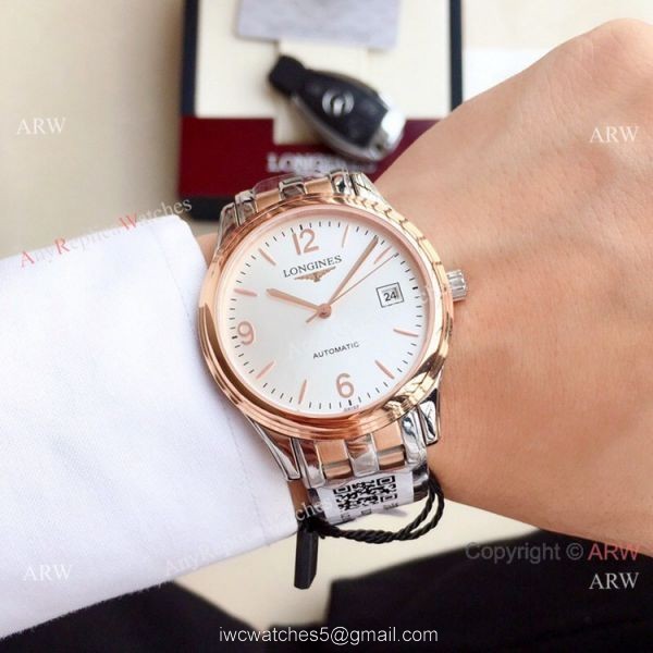 New Replica Longines Flagship 2-Tone Silver Dial Watches 40mm 3
