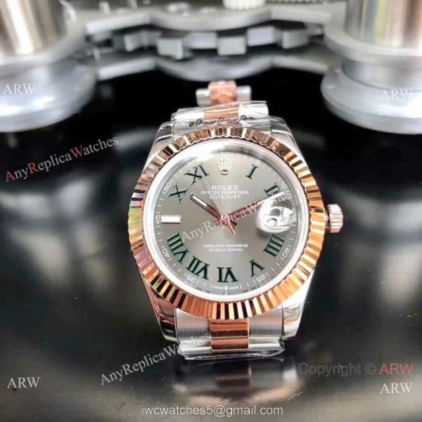 Copy Rolex Datejust Gray Dial 2-Tone Rose Gold President Watch 40mm 3