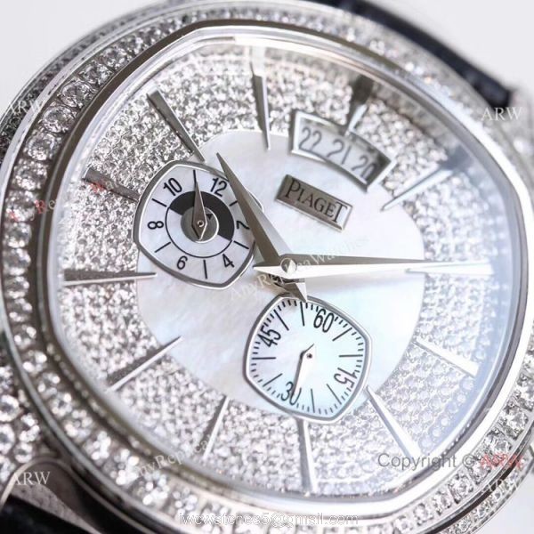 Swiss Grade Piaget Emperador Coussin Dual Time Zone Watch SS Diamond 3