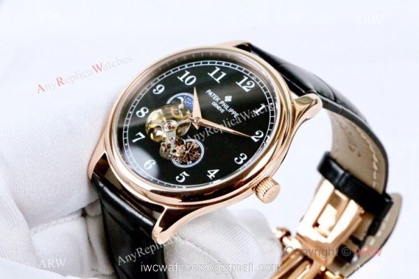 Low Price Patek Philippe Tourbillon Black Dial Watches Men 3