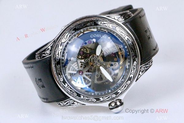 New Replica Corum Watches Corum Bubble Squelette SS Tattoo Watch 45mm 3
