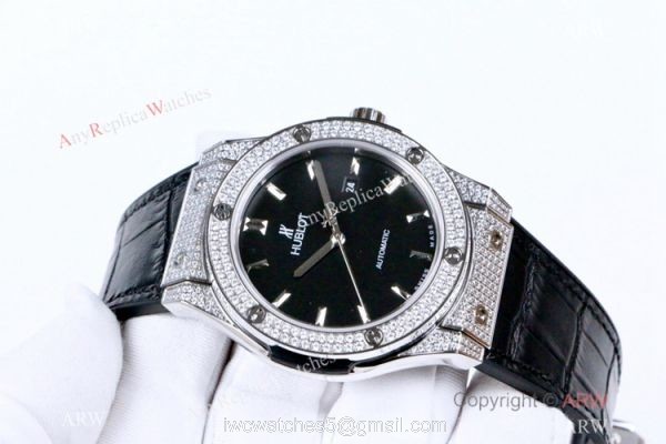 2019 Replica Hublot Classic Fusion Iced Out Diamond Watch 43mm 3