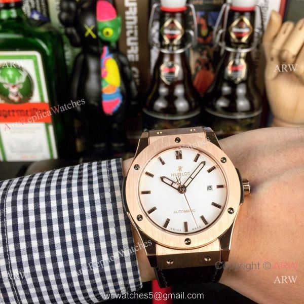 AAA Copy Hublot Classic Fusion 43mm Rose Gold Grey Face Watches 3