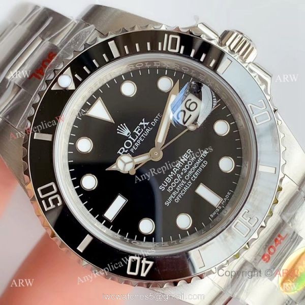 AAA Replica Rolex Submariner Black Face 116610LN Watch Noob/V10/904L/Swiss 3135 3