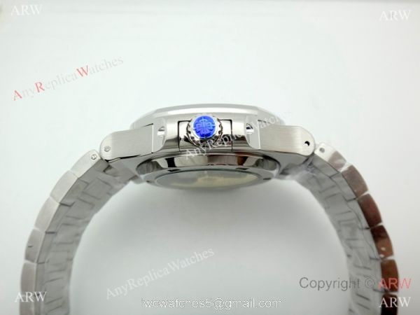 Swiss AAA Grade Patek Philippe Nautilus power reserve Watch SS Blue Face 3