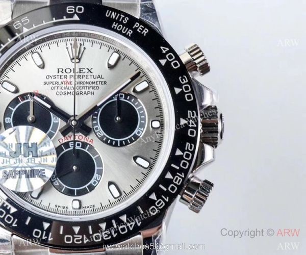 1:1 Swiss Rolex Cosmograph Daytona 4130 JH Factory Watch Silver or Gray Face 3