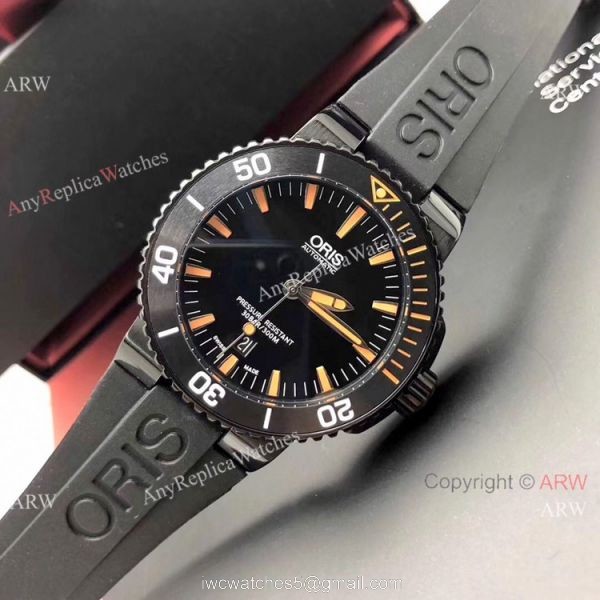 Swiss Fake Oris Aquis Automatic Watch Black Case Sapphire glass 3