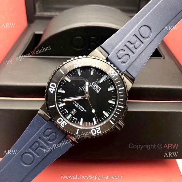 Highest Quality Fake Oris Aquis Swiss sw200 Watch Blue Rubber Strap 3