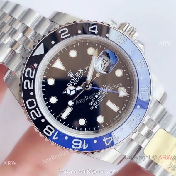 Rolex GMT Master ii Rolex Batman Replica Watch / UN factory 904L Swiss 3285 3