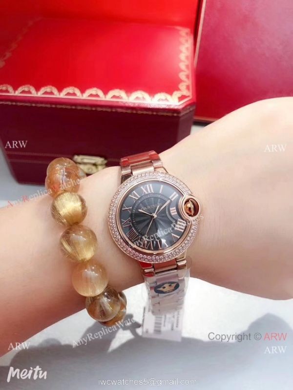 Japan Grade Cartier Ballon Bleu de Rose Gold Men Watch New Black face 3