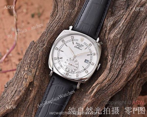 New Copy Rolex Geneve Cellini Black Dial Black Leather Strap Watches 3