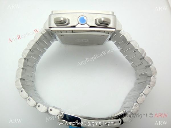 Tag Heuer Monaco Quartz Calibre 12 Replica Watch Stainless Steel Blue Red Dial 3