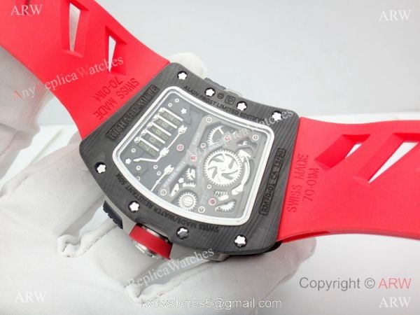 Swiss Replica Richard Mille RM70-01 Carbon Red Rubber Strap Watch 3
