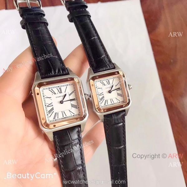 Japan Grade New Cartier Watches Cartier Santos Dumont 2 Tone Rose Gold 3