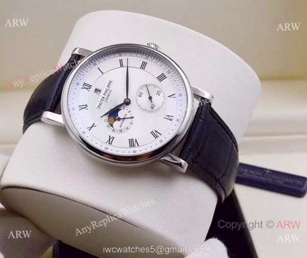 2019 Replica Patek Philippe Moon Phase SS Black Dial Watch 3