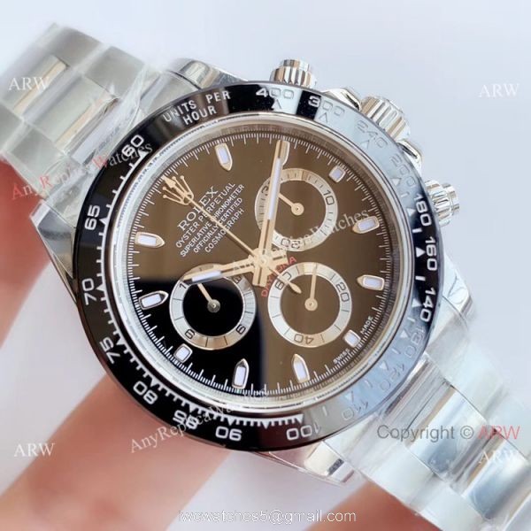 Replica Swiss Rolex Daytona NOOB 7750 SS Black Ceramic Watch 40mm 3