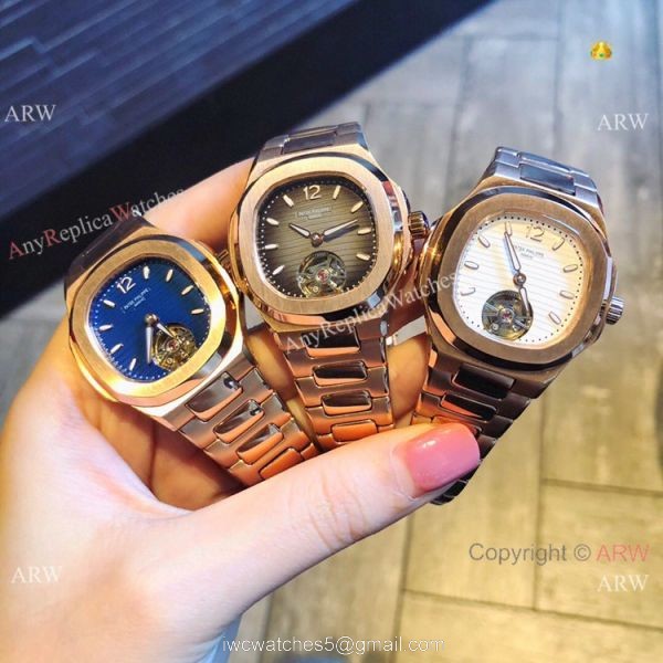 Replica Patek Philippe Nautilus Womens Watch SS Gray Dial Tourbillon 3