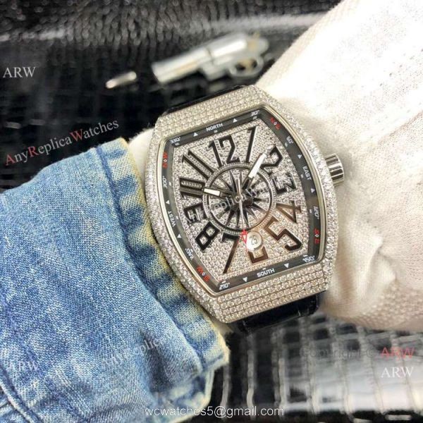 Franck Muller Vanguard Yachting V45 SC DT SS Diamond Watch New Replica 3