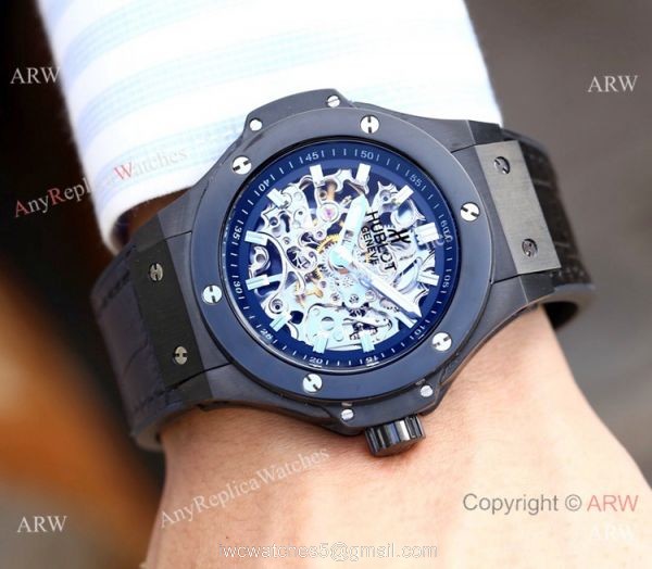 Copy Hublot Skeleton Big Bang Men Watch Sand Case 45mm 3