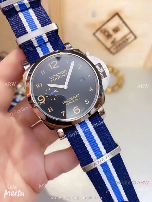 Best Replica Panerai Luminor Marina Black Dial Nato Strap Mens Watch 3