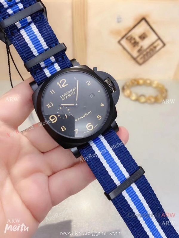 New Copy Panerai Luminor Marina Nato Strap Black Case Watches 3