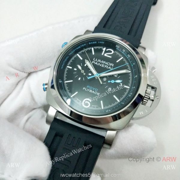 2019 Copy Panerai Luminor PCYC Flyback PAM764 Watch SS Green Marker 3