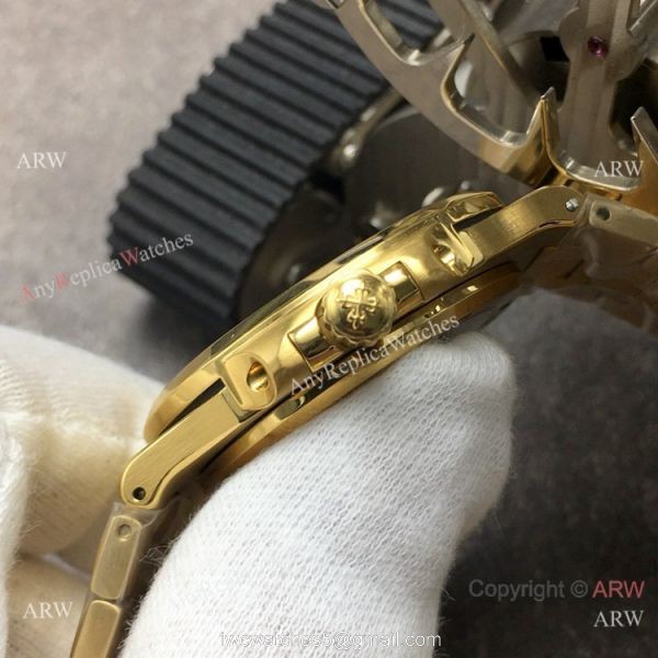Grade 1A Replica Patek Philippe Nautilus GB Factory Cal.324 Yellow Gold Black Dial Watch 3