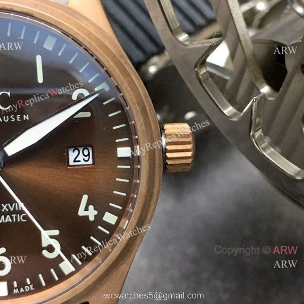 Swiss Replica IWC Big Pilots Spitfire 9015 Watch Bronze Case Brown Dial 3