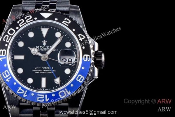 KS Factory Fake Rolex GMT Master II Swiss ETA 126710blnr-0002 Black PVD Watch 3