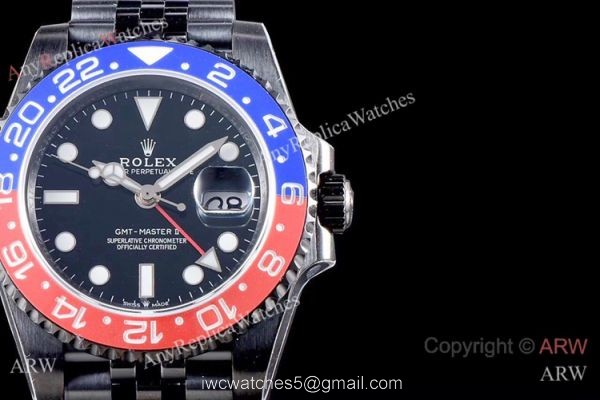 KS Factory Rolex GMT Master II Swiss ETA 126710blro-0001 BlueRed Ceramic Black PVD Watch 3