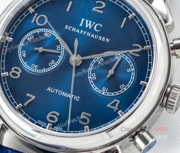 Swiss 7750 IWC Schaffhausen Portuguese Replica Watch SS Blue Leather Strap 3