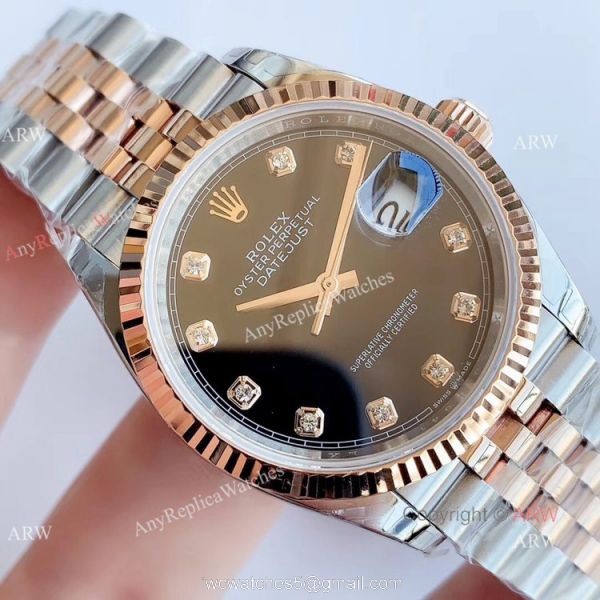 EW factory 3235 Rolex Datejust Black Diamond Dial Jubilee Watch 36mm 3