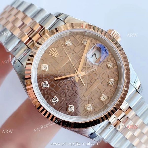 EW factory Rolex Computer Face Datejust 36 Two Tone Rose Gold Jubilee Chocolate Dial Watch 3