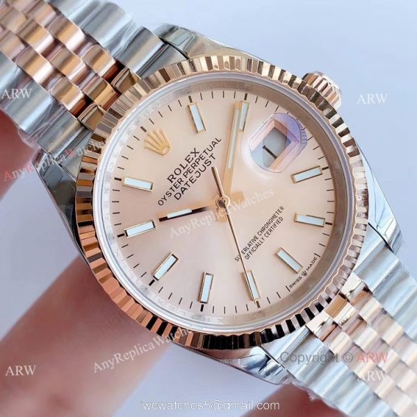EW factory Replica Rolex Oyster Perpetual Datejust Salmon Dial Jubilee Watch 36mm 3
