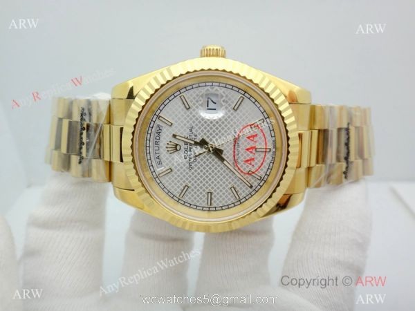 New Copy Rolex Day-Date President White textured Dial Watch 40mm 3