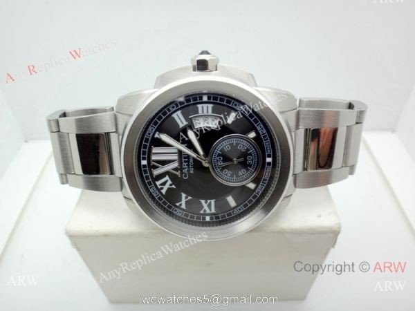 AAA Quality Cartier Calibre de Stainless Steel Black Dial Watch Automatic 3