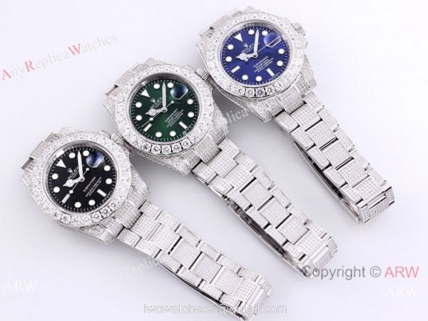 Rolex Submariner Green Dial Iced Out Watch Best Chinese Replica Watches 3