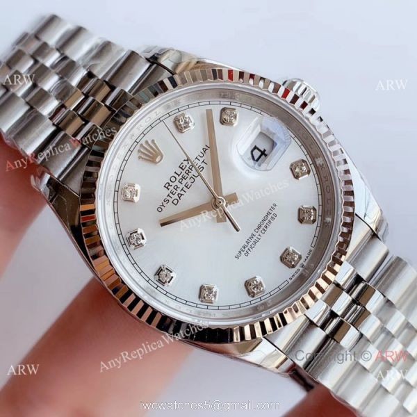 EWF Replica Rolex Datejust 36MM Watch Silver Dial with Diamond 3