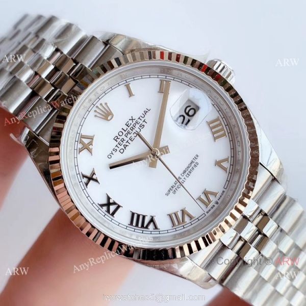 EWF Replica Rolex Datejust 36mm Watch White Dial Roman Markers 3