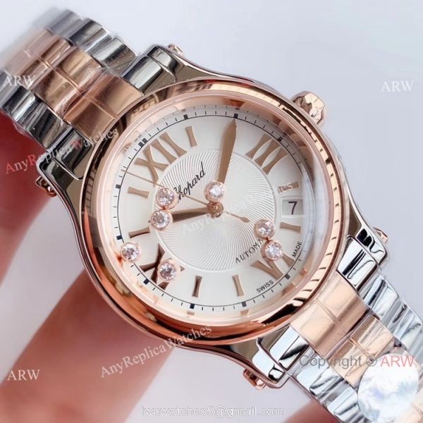 YF Factory Replica Chopard HAPPY SPORT Ladies Watch Two Tone Rose Gold 3