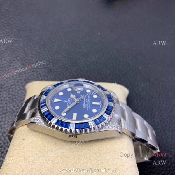 KS Factory Swiss Replica Rolex Submariner Blue Dial Diamond Bezel Mens Watch 3