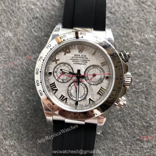 NEW! Noob Factory Rolex Daytona 1:1 Cal.4130 Movement Watch Meteorite Dial Rubber Strap 3