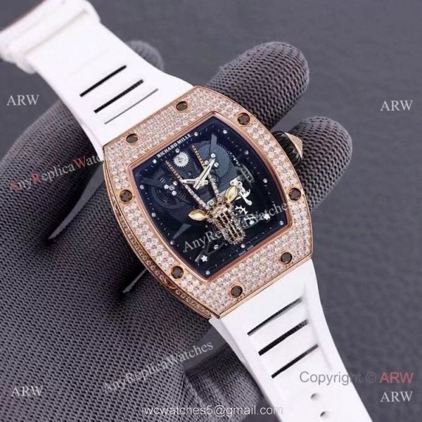 Swiss Quality Replica Richard Mille Goat Mask Automatic Watches Rose Gold 3